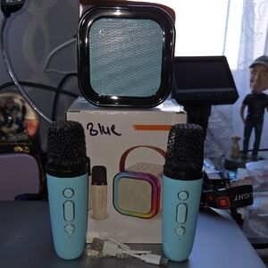 Mini Karaoke Machine for Kids Ages 2-12,Blue Wireless Microphone and Speaker Set